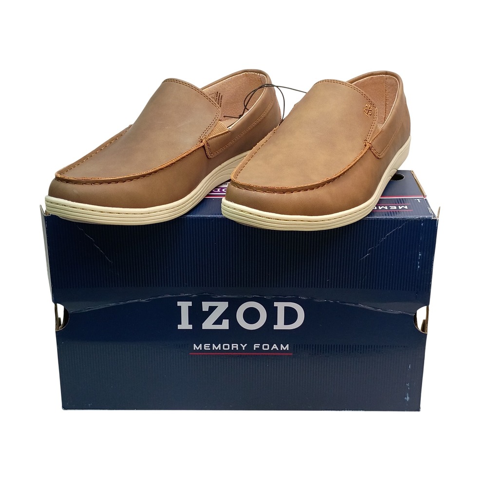 IZOD Seapoint Loafers Menโ Size 10 Tan Memory Foam Slip On Shoes